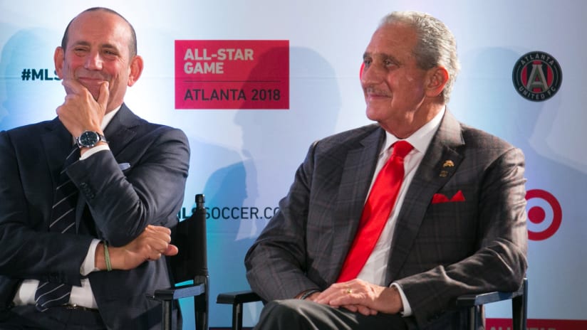 MLS commissioner Don Garber with Atlanta United owner Arthur Blank — All-Star Announcement — 10/23/17
