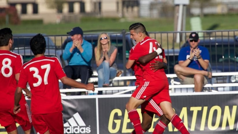FC Dallas forward Giovanni Montesdeoca celebrates one of his two goals in Generation adidas Cup win