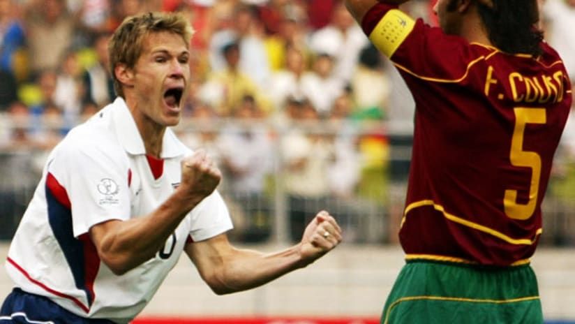 World Cup: USMNT's Brian McBride celebrates his goal against Portugal in 2002.