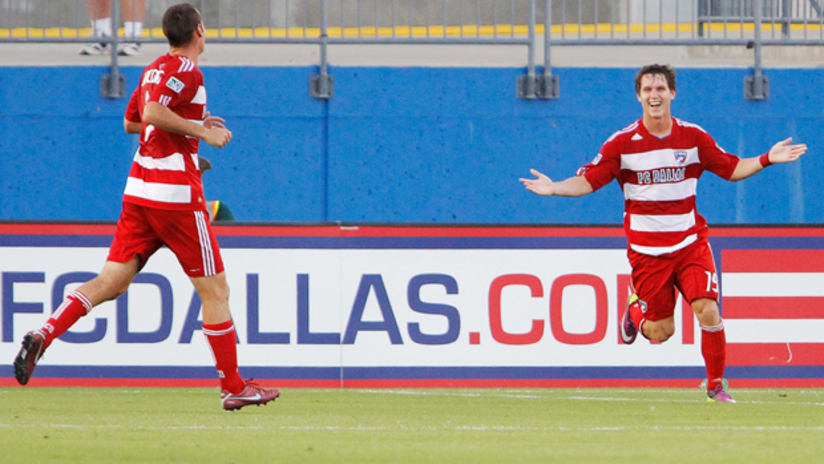 Zach Loyd (right) scored host first MLS goal on Saturday.