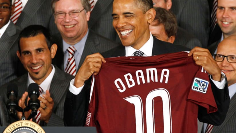 President Obama welcomed the Colorado Rapids to the White House on Monday.