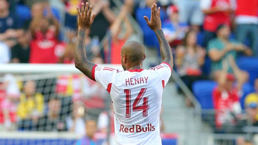 Thierry Henry waves to the crowd