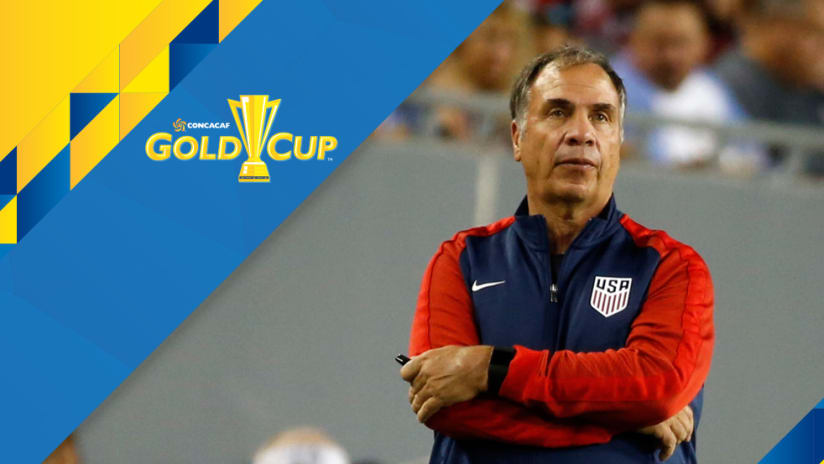 Gold Cup overlay: Bruce Arena - United States - USMNT - close-up vs. Martinique