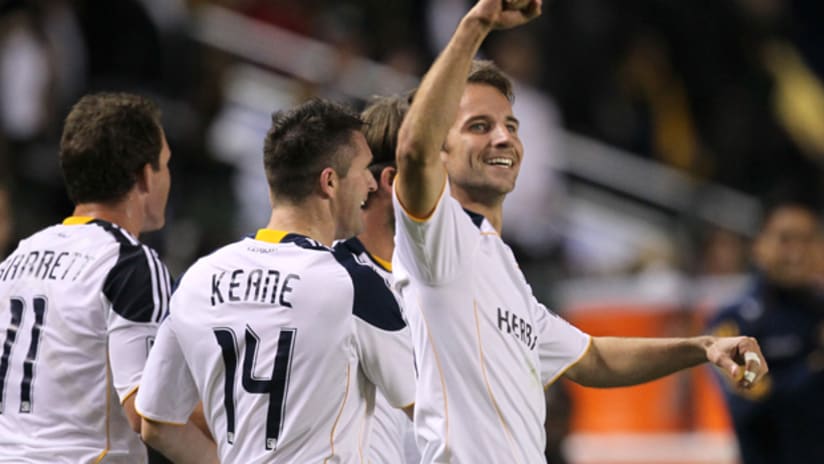 Mike Magee celebrates after scoring vs. RSL