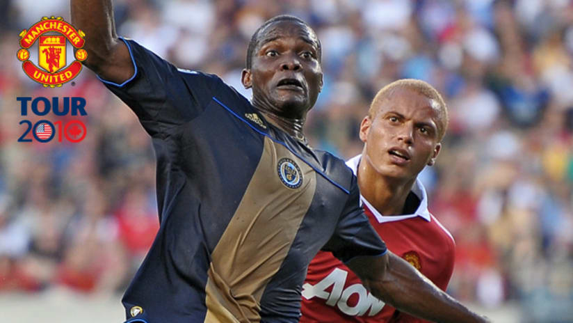 Danny Mwanga enjoyed a couple of scoring chances against Manchester United.