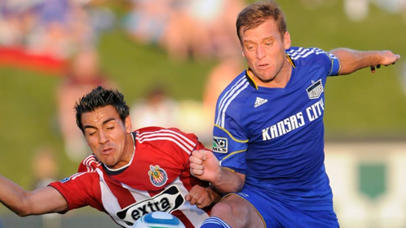 Kansas City's Jimmy Conrad (right) took the blame for both goals of a 2-0 loss to Chivas USA on Saturday night.