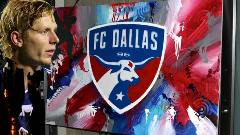 Brek Shea and his FC Dallas painting.