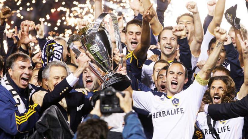 LA Galaxy celebrate their MLS Cup victory.