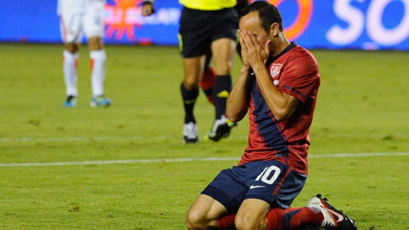 Landon Donovan laments a miss vs. Costa Rica, September 2, 2011.