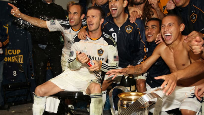 Beckham and the Galaxy celebrate 2011 MLS Cup