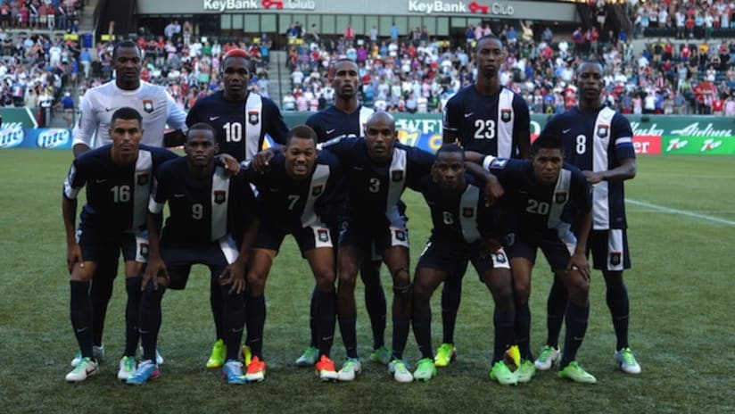 Belize line up before their Gold Cup opener