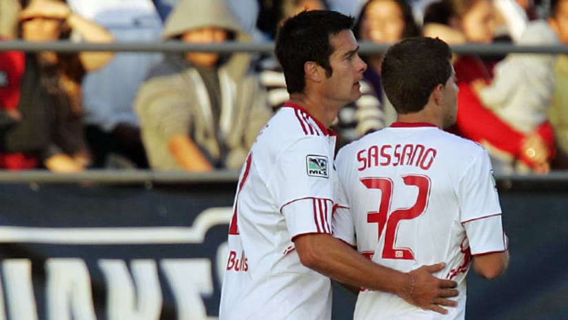 Luke Sassano is consoled by Mike Petke after his ejection vs. San Jose