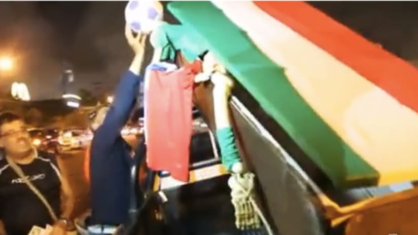Costa Rican fans greeted the Mexican national team with a casket