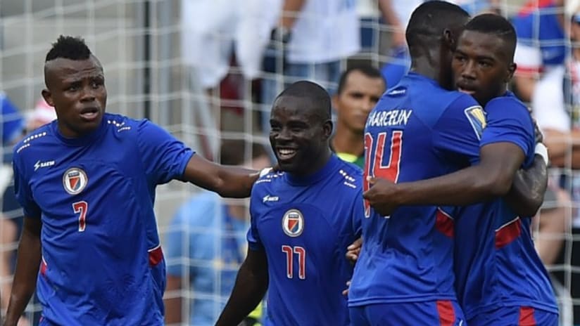 Haiti celebrate a goal in the 2015 Gold Cup