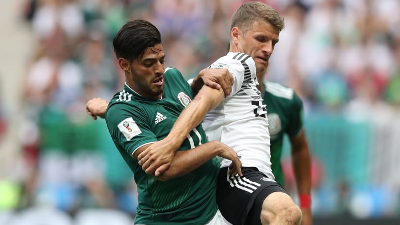 Carlos Vela - Mexico - vs. Germany's Thomas Muller in World Cup 2018