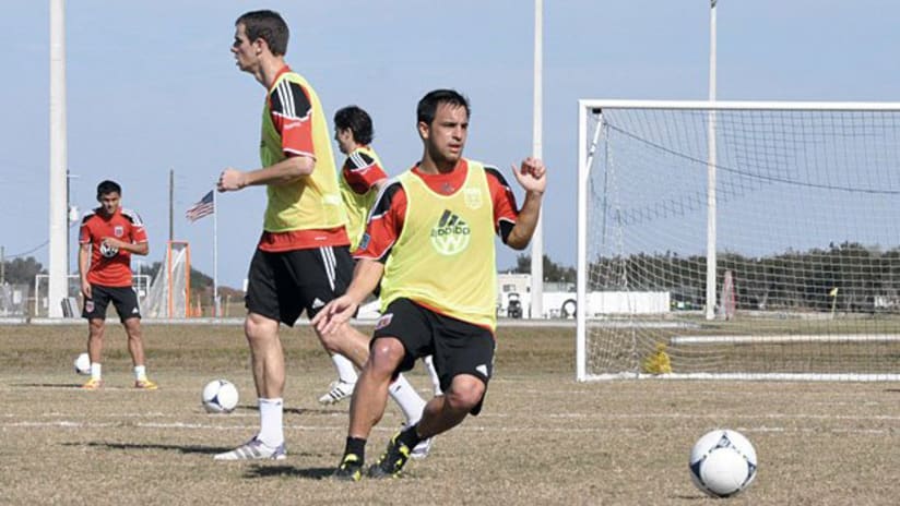 Danny Cruz runs through training for the first time with new club D.C. United