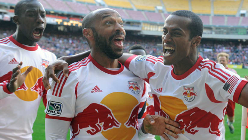Thierry Henry, New York Red Bulls celebrate during DCvNY