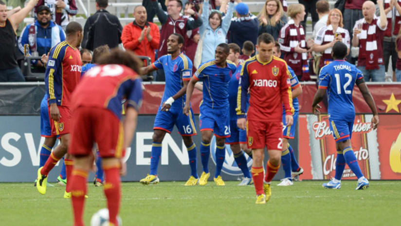 RSL sad after giving up a goal to Colorado