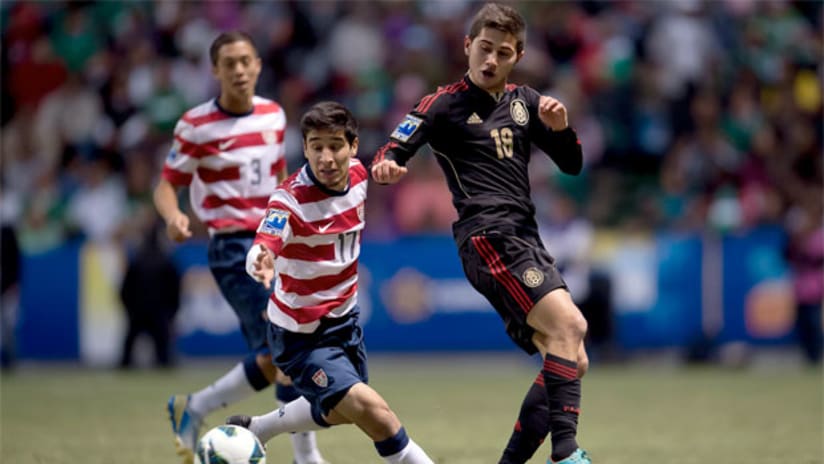 US U-20 Daniel Garcia and Mexico's Uvaldo Luna