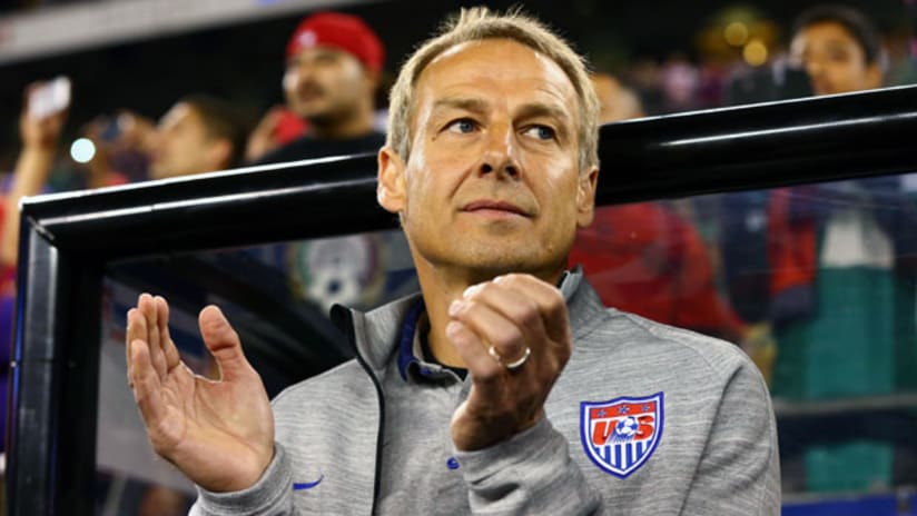 Jurgen Klinsmann applauds prior to the USMNT-Mexico friendly