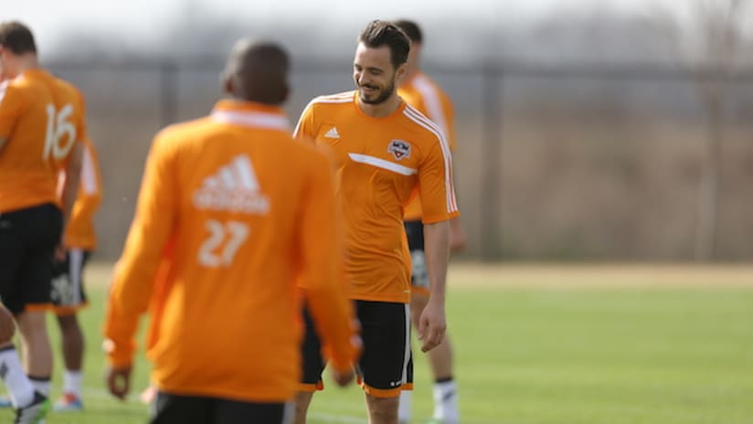 Euan Holden trains with the Houston Dynamo