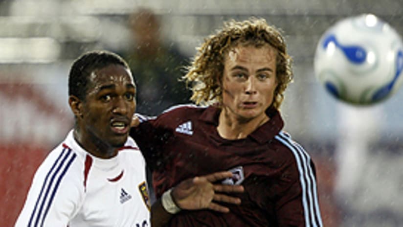 Stephen Keel (right) and the Rapids downed Atiba Harris and RSL Wednesday.