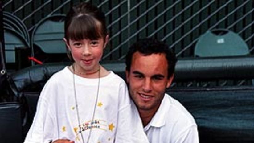 Landon Donovan (right) and Katie spent time talking about soccer and taking pictures.