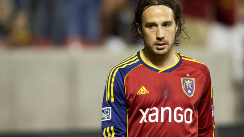 Real Salt Lake midfielder Ned Grabavoy's face says it all: They're losing.