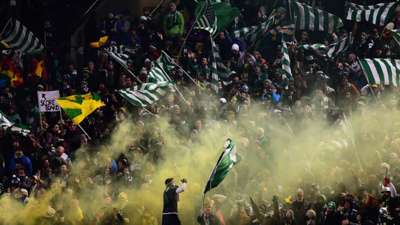 Portland Timbers - Capo with fans, wide shot