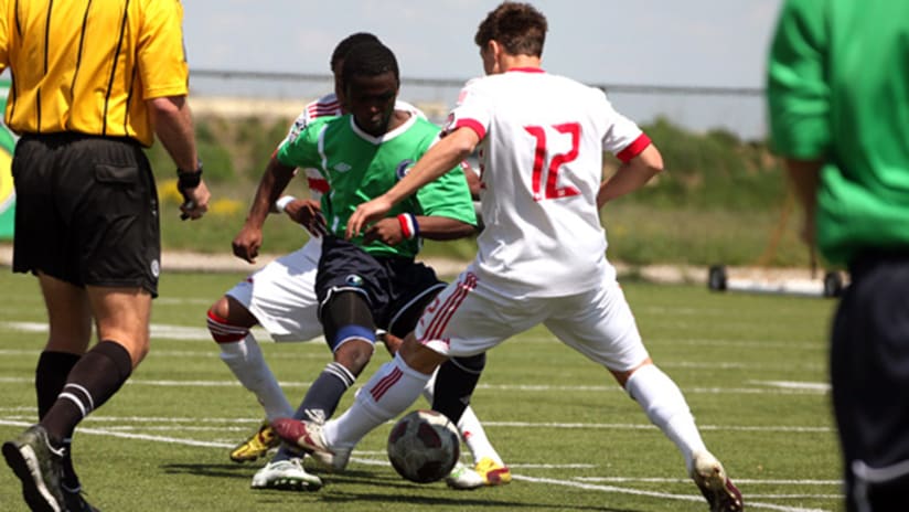 The Cosmos Academy (in green) took on the New York Red Bulls in USSF Dev. Academy action.