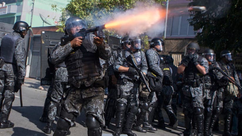 Police clash with protesters in Brazil during the World Cup