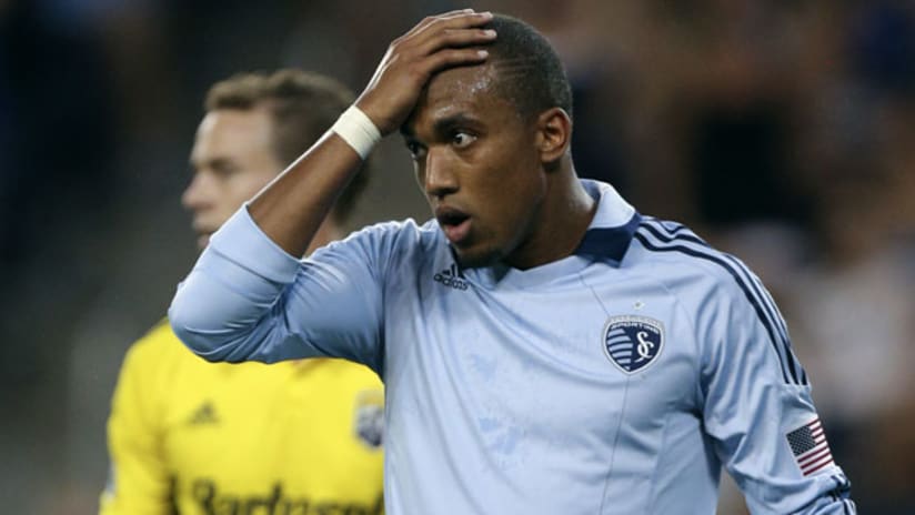 Teal Bunbury reacts to Sporting's loss in Columbus