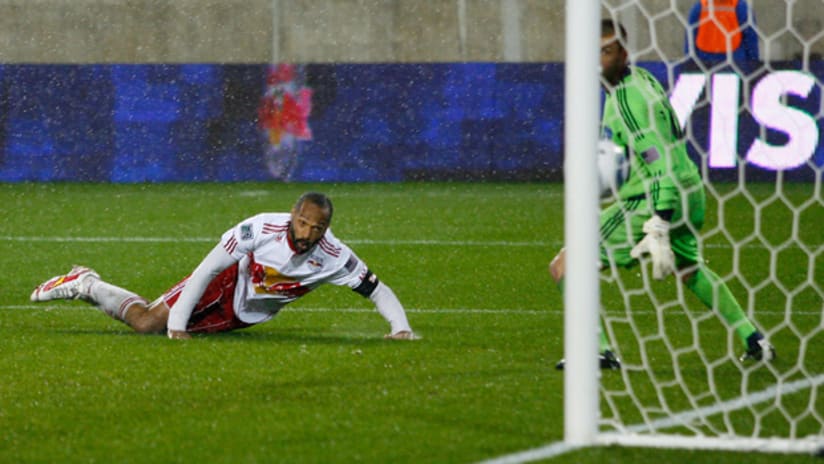 Thierry Henry scores his first MLS goal of 2011 on a header