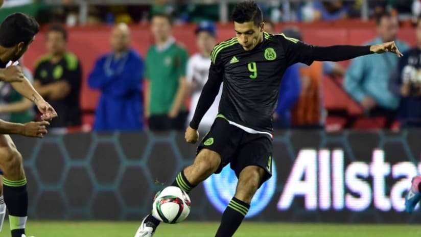 Raul Jimenez (Mexico) kicks the ball