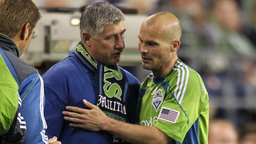 Seattle coach Sigi Schmid (left) admitted the Sounders' future may not include Freddie Ljungberg.