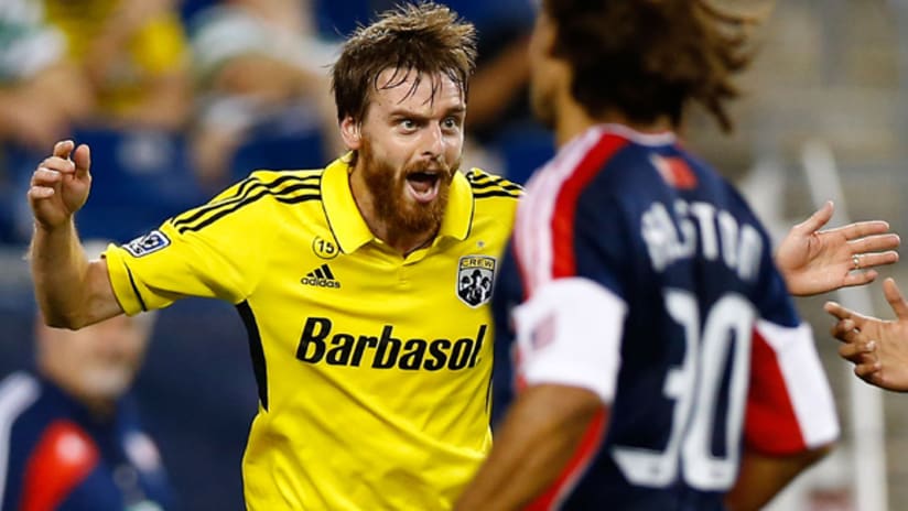 Eddie Gaven gives a crazy bearded look during game vs. Revolution