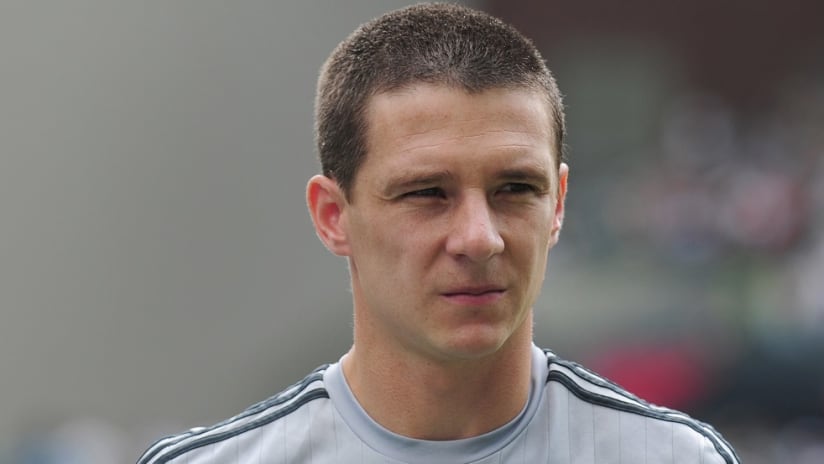 Will Johnson stares at the camera while warming up - Portland Timbers