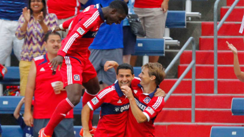 Rolfe, Duka and Anibaba celebrate in CHIvDC