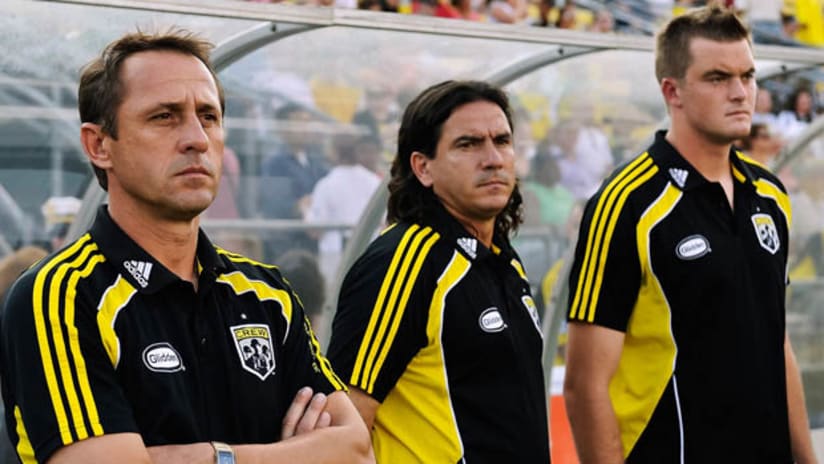 Robert Warzycha (left) is scouting players from Argentina to help fill out the Crew's roster.