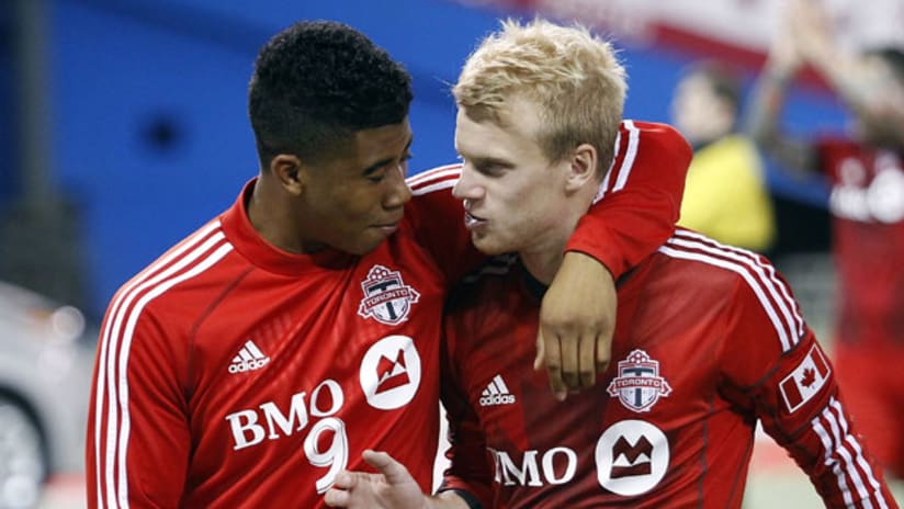 Emery Welshman and Kyle Bekker with Toronto FC