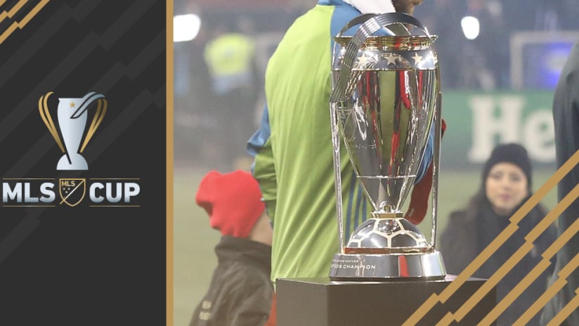 MLS Cup overlay: MLS Cup trophy in 2016 - close-up - walkout