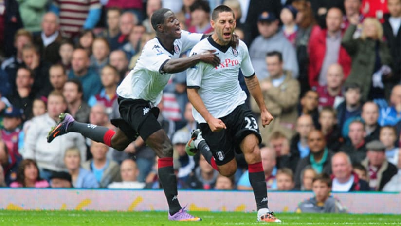 Clint Dempsey (right) celebrates his goal with fellow American Eddie Johnson during Fulham's 1-1 draw against West Ham on Saturday.