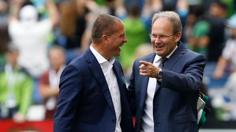 Gio Savarese and Brian Schmetzer - Portland Timbers Seattle Sounders