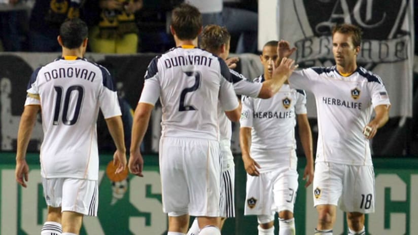 Mike Magee celebrates his goal vs. Vancouver