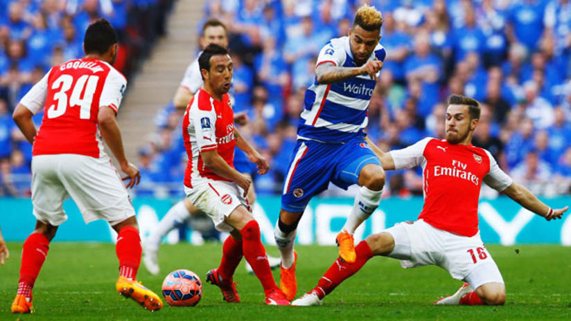 Danny Williams competes for Reading in the FA Cup