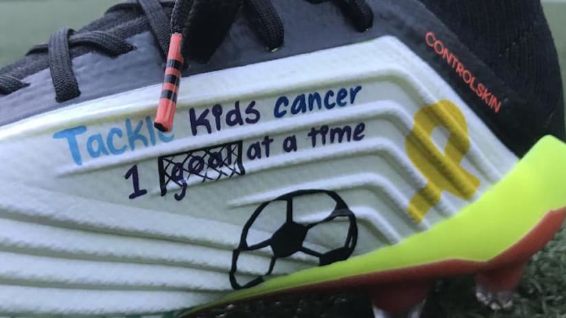 New York Red Bulls - Tackle Kids Cancer - Boot close-up