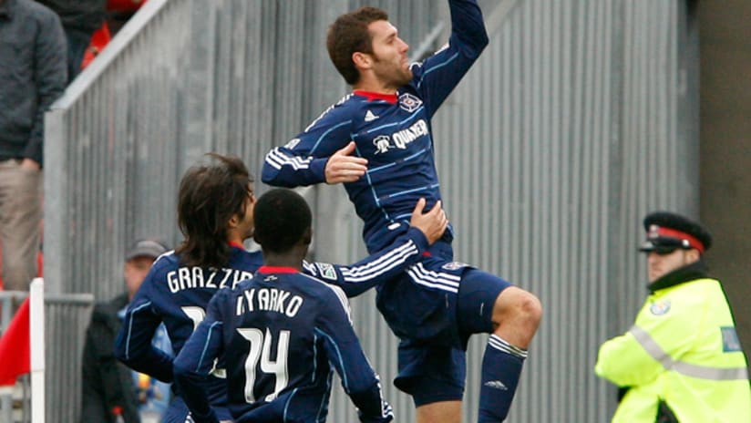 Gonzalo Segares celebrates his goal against TFC