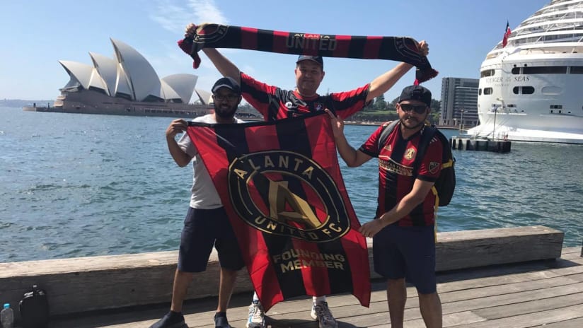 Atlanta United supporters at Sydney Harbor