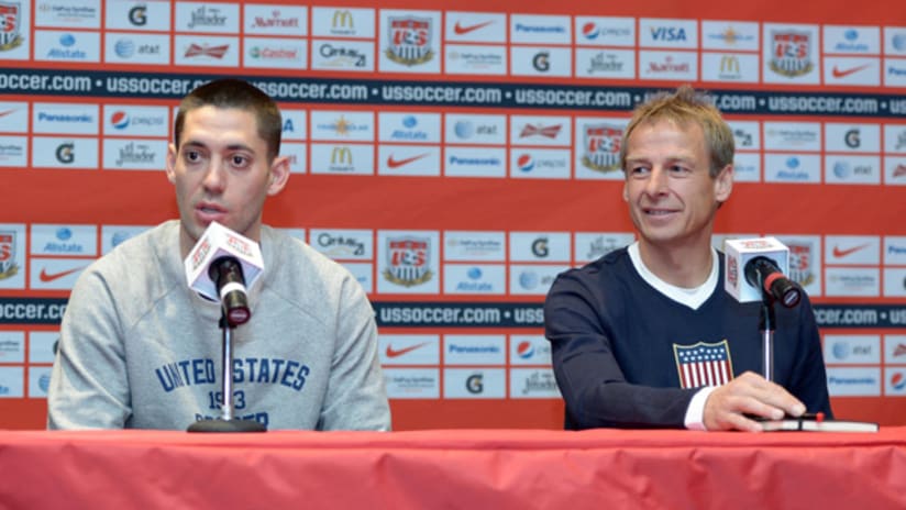 Clint Dempsey and Jurgen Klinsmann at a press conference
