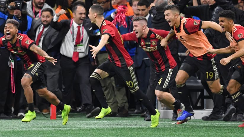 Atlanta United - running out to celebrate - MLS Cup